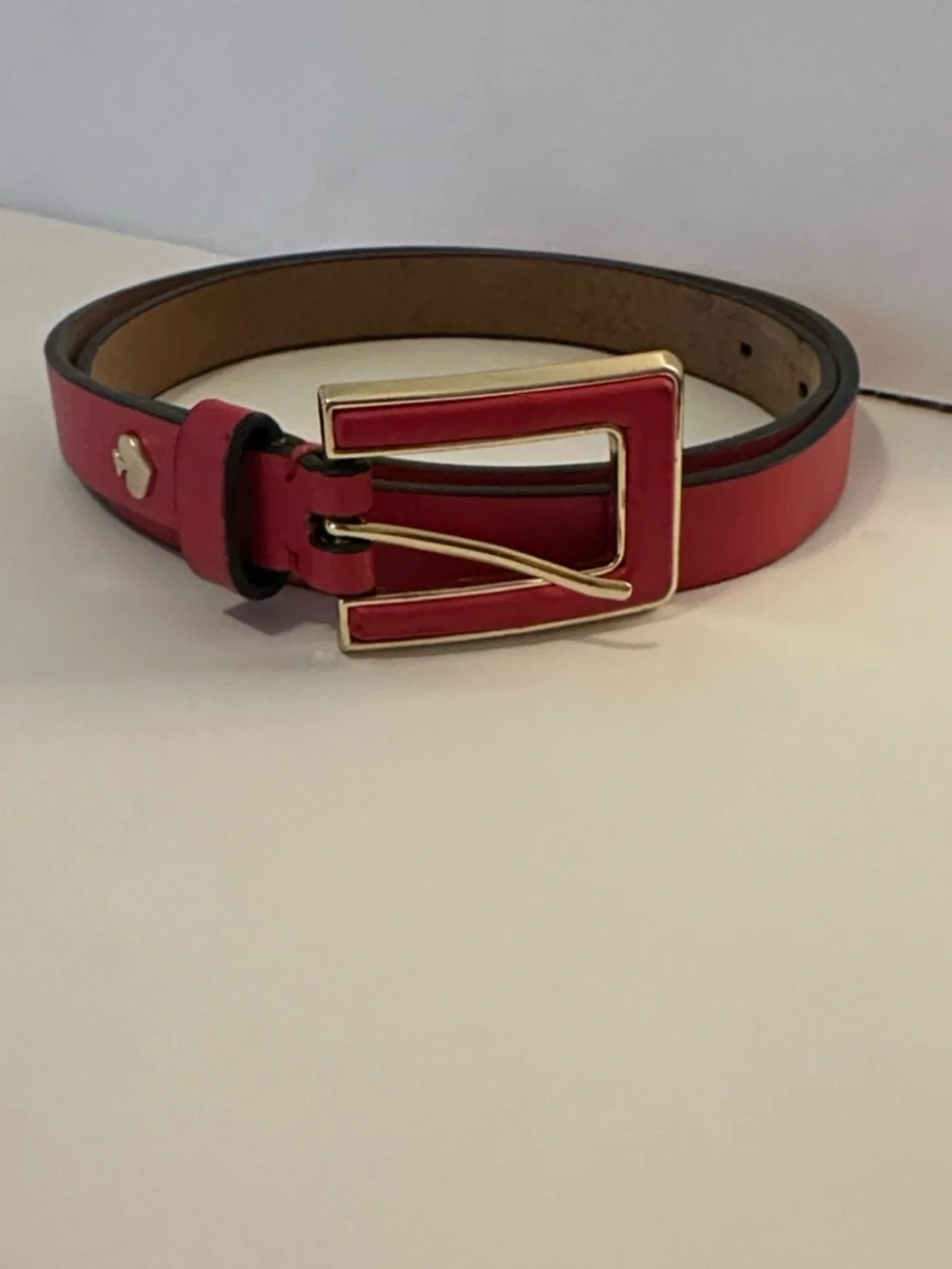 Kate Spade New York In The Loop Red Genuine Leather Bow Belt - Size Small